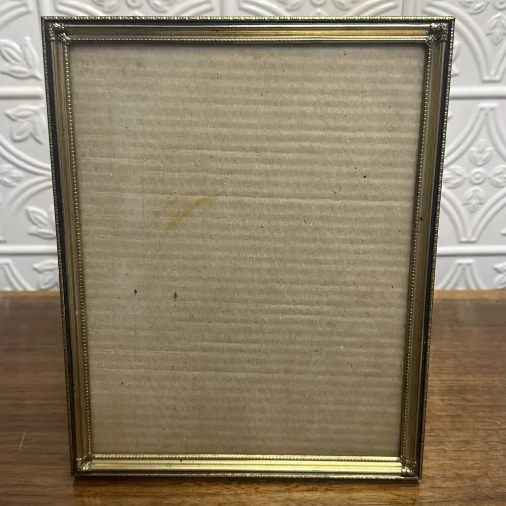 Vintage Metal Picture Frame Glass Easel Ornate Design 8x10 MCM Decor Heavy